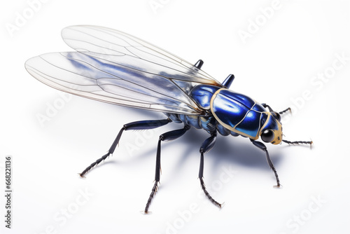 Hyper-Detailed Photorealistic Close-Up: Firefly Illuminating in Soft Glow and Deep Indigo on a White Background – Realistic Insect Photography with Accurate and Detailed Beauty
