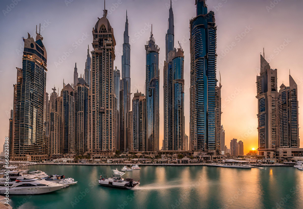 Obraz premium Sunset at Dubai Marina.