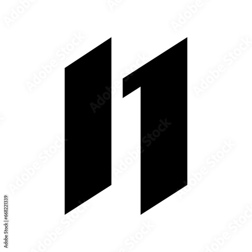 Black Letter N Icon with Parallelograms