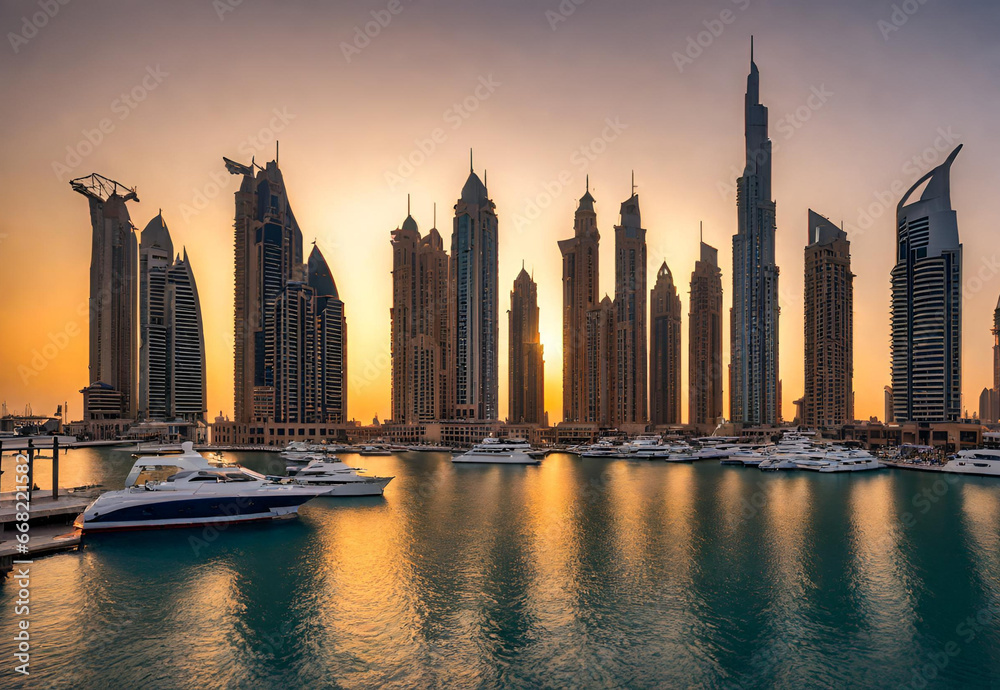 Sunset at Dubai Marina.