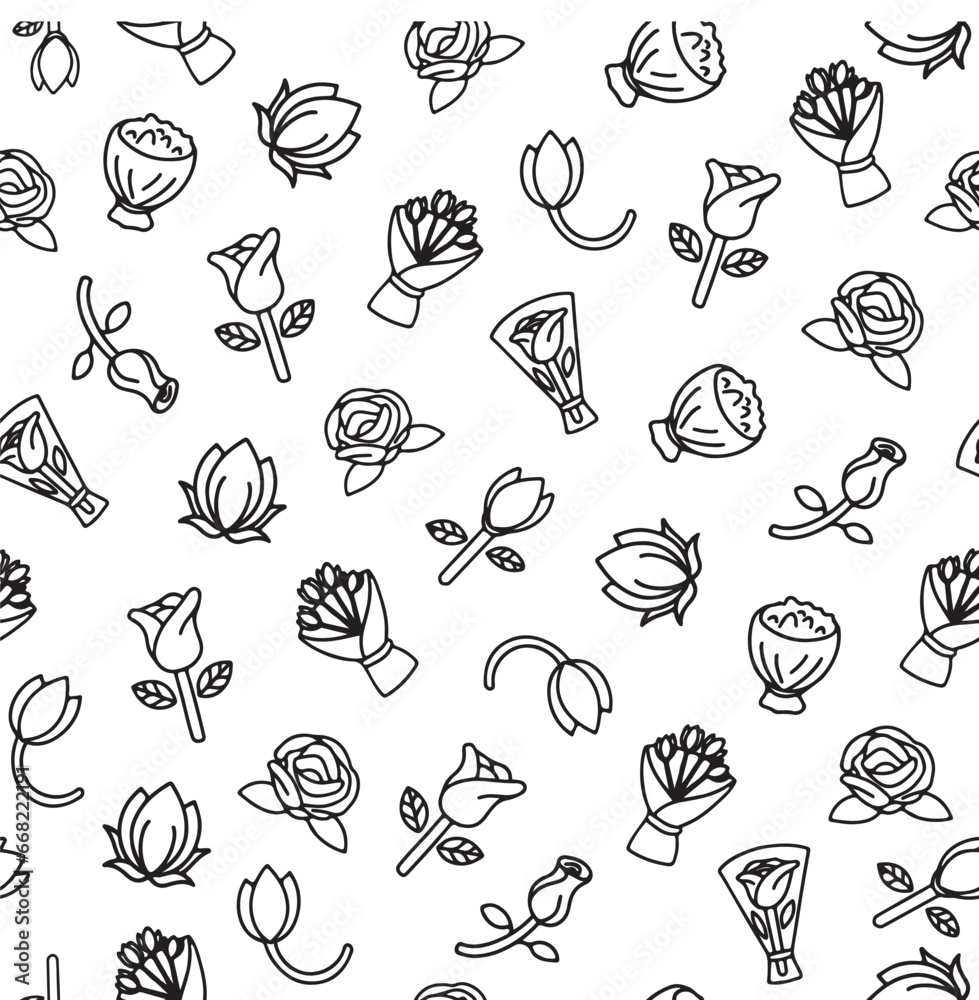 Flower Pattern Vector White Background