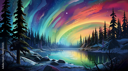aurora boreal brilhante  photo