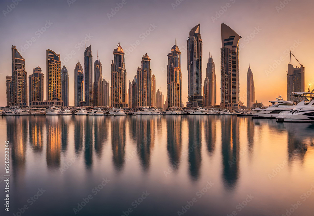 Sunset at Dubai Marina.