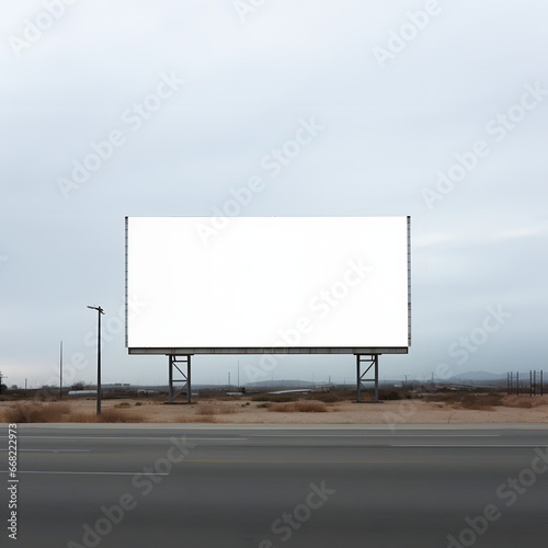 blank billboard mockup near the road isolated on transparent or white background, png