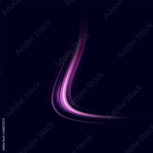 Neon speed lines. Dynamic light motion traces. Light trace wave, trace line.	