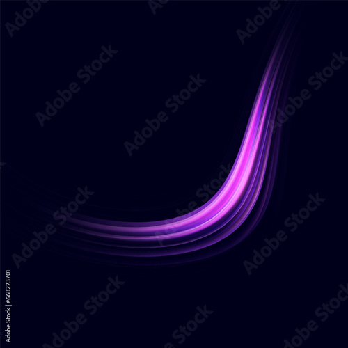 Neon speed lines. Dynamic light motion traces. Light trace wave, trace line.	