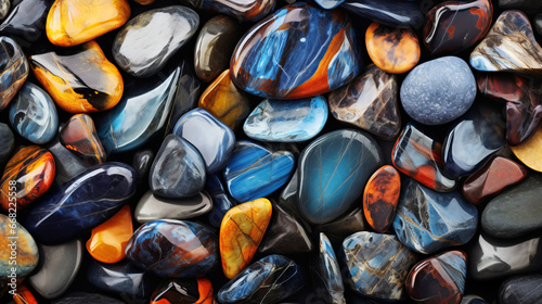 close up of colourful polished stones