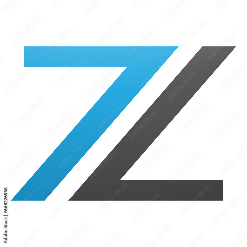 Blue and Black Number 7 Shaped Letter Z Icon