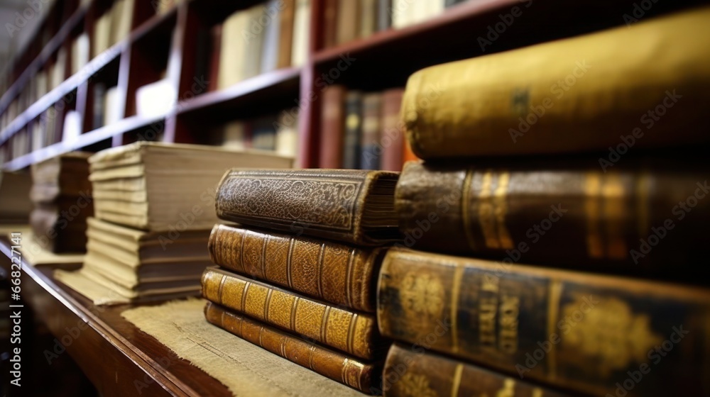 Books in library with blur shelf background Books in library with blur shelf background