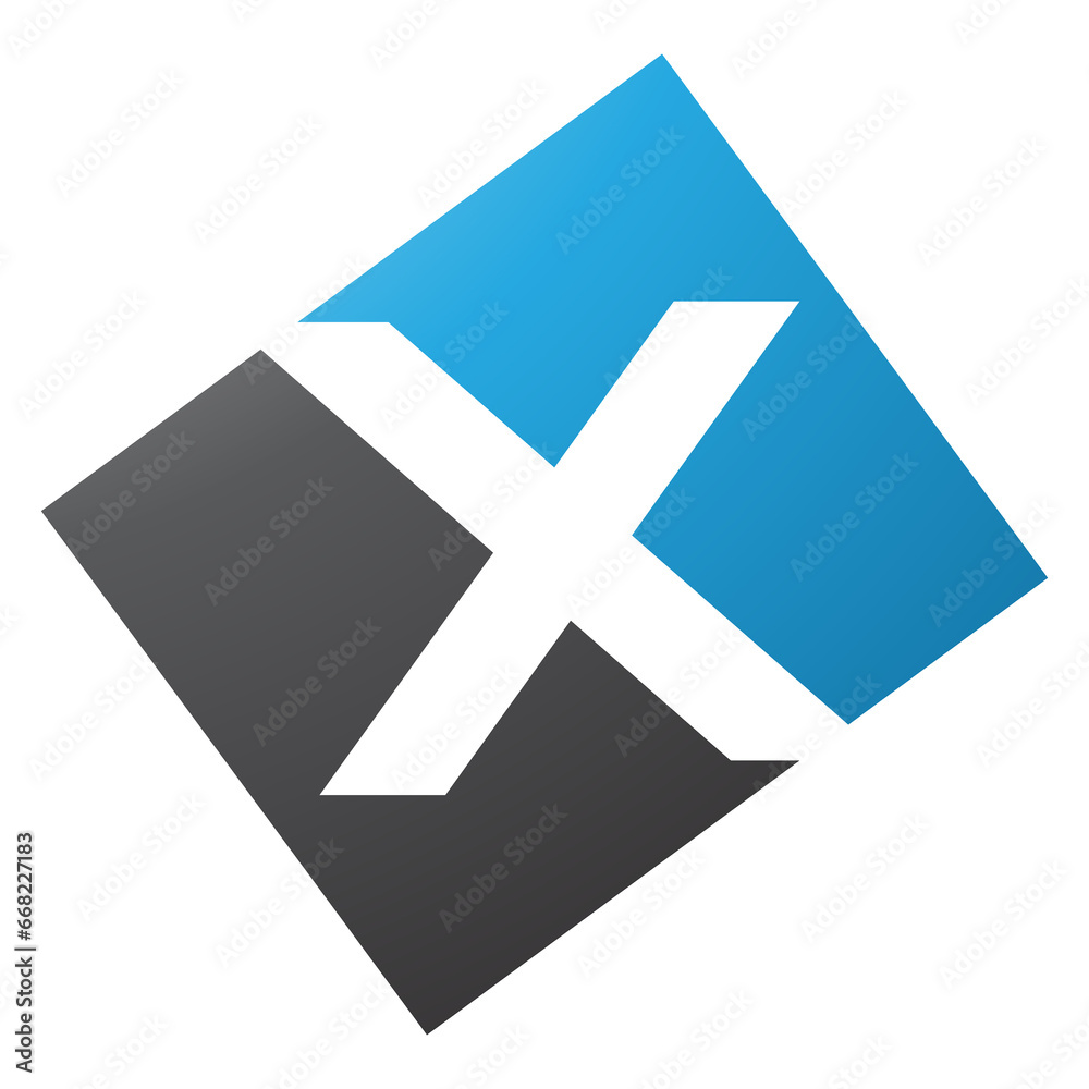 Obraz premium Blue and Black Rectangle Shaped Letter X Icon