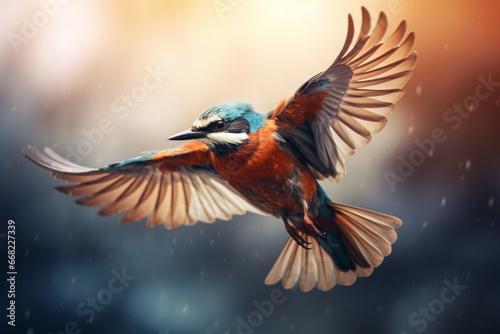 A bird in flight against a wintry sky" is a symbol of freedom and resilience amidst harsh conditions.