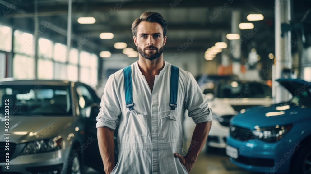 Vehicle Male Mechanic with uniform Vehicle Male Mechanic with uniform