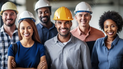 A photo of group of construction worker smile to camera 
