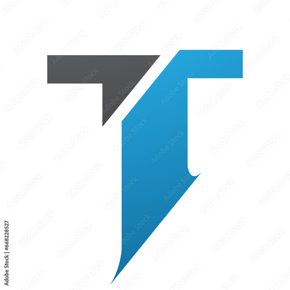 Blue and Black Split Shaped Letter T Icon Blue and Black Split Shaped Letter T Icon