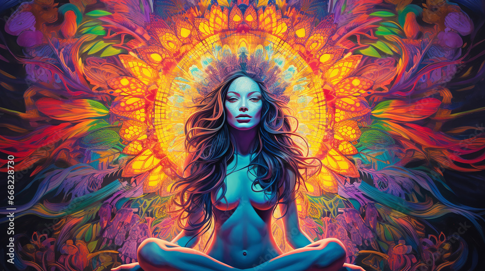 Yoga energia vibracional colorida  - obrazy, fototapety, plakaty 