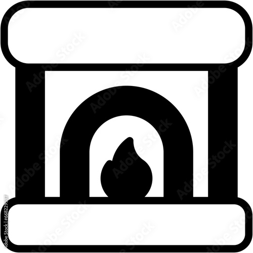Vector Icon Fireplace, Chimney, Living Room, Winter, Warm, Cold