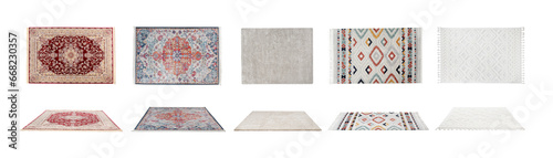 Obraz na plátně Many beautiful carpets isolated on white, set