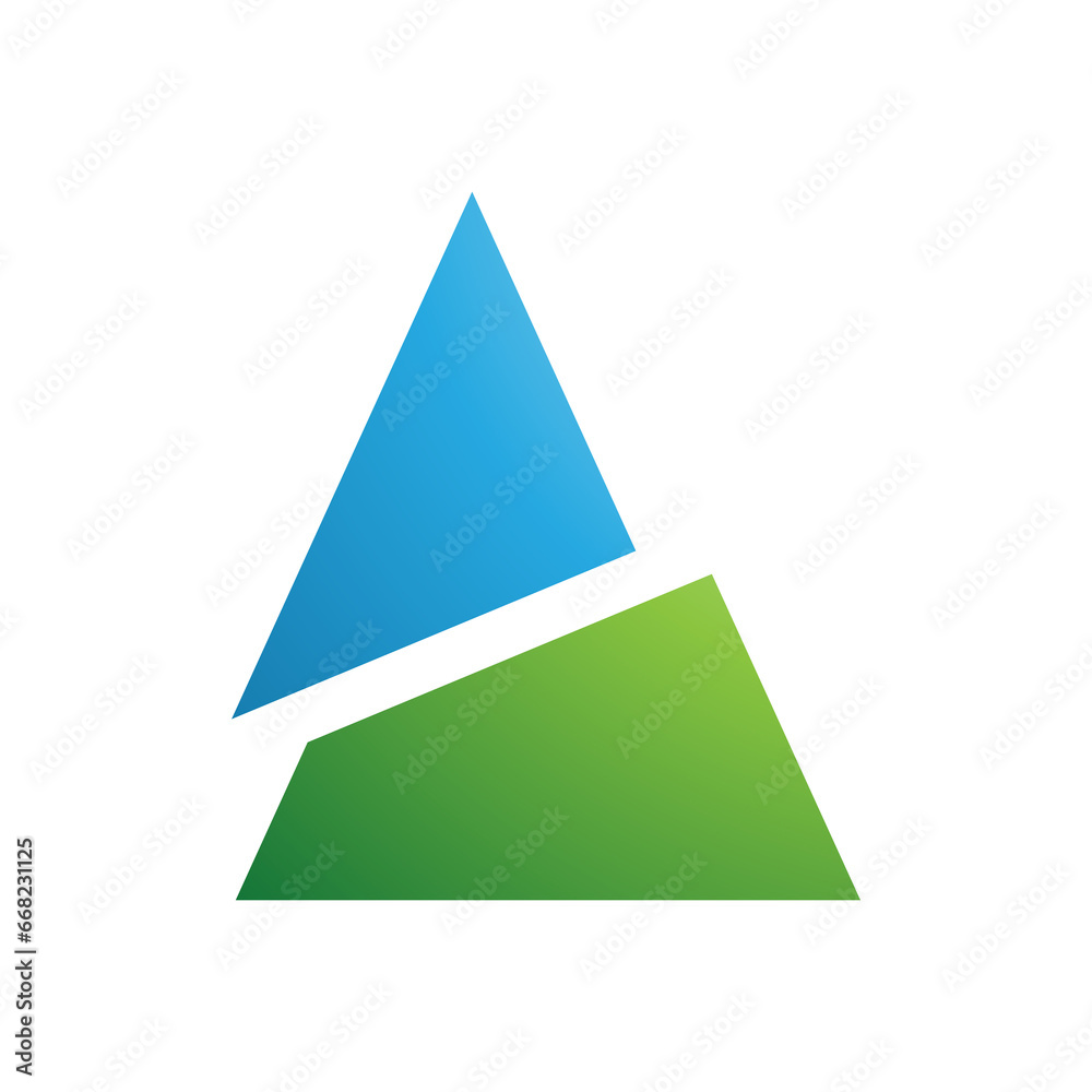 Blue and Green Split Triangle Shaped Letter A Icon Blue and Green Split Triangle Shaped Letter A Icon