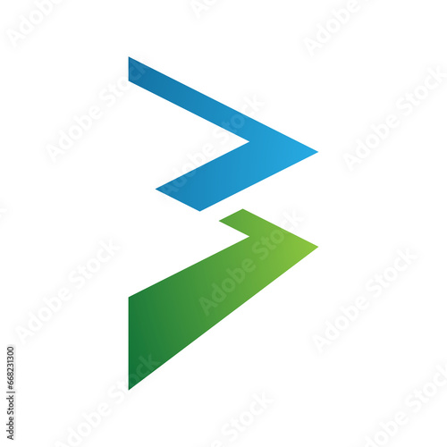 Free Download Blue and Green Zigzag Shaped Letter B Icon - GFXLoad