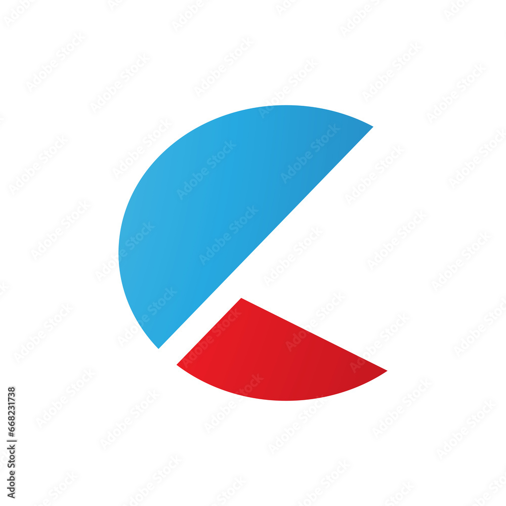 Blue and Red Letter C Icon with Half Circles Blue and Red Letter C Icon with Half Circles