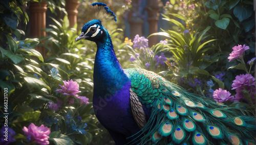 peacock in the zoo Generated AI