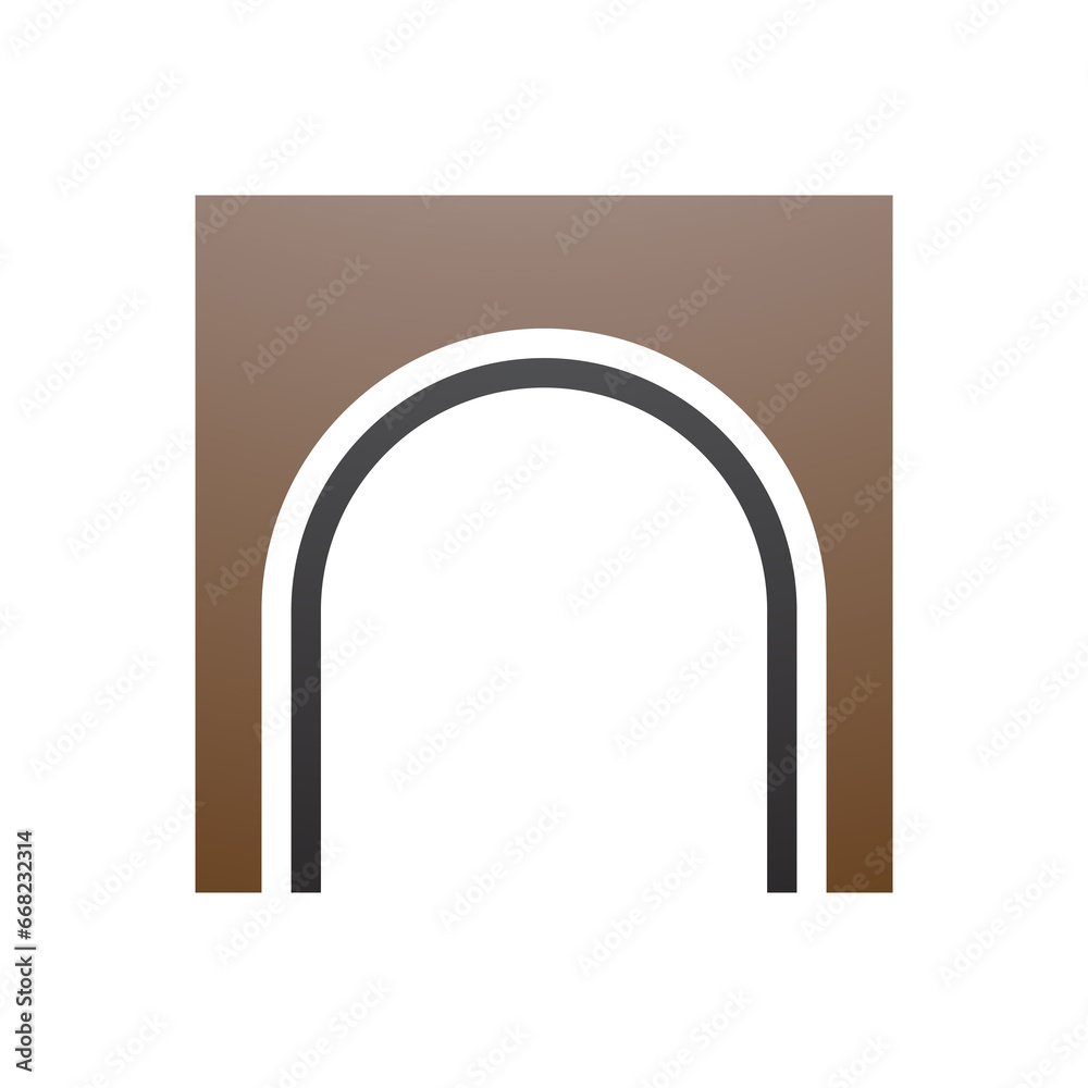 Brown and Black Arch Shaped Letter N Icon Brown and Black Arch Shaped Letter N Icon