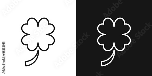 Four leaf clover vector icon. Cloverleaf, St. Patrick symbol