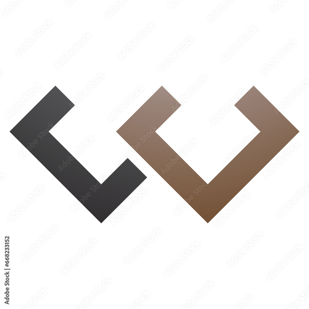 Brown and Black Cornered Shaped Letter W Icon Brown and Black Cornered Shaped Letter W Icon