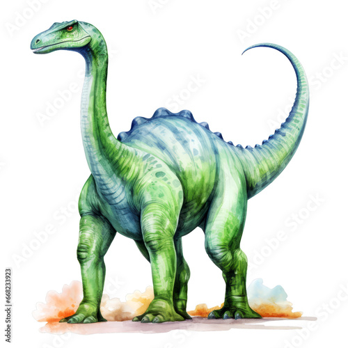 Dinosaur Diplodocus watercolor hand drawn Clipart isolated on Transparent Background  © thanakrit