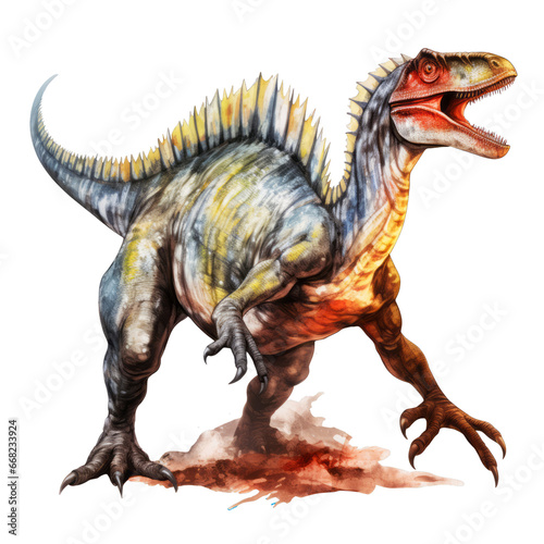 Dinosaur Spinosaurus watercolor hand drawn Clipart isolated on Transparent Background  © thanakrit