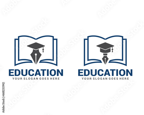 Education logo with Book, pen and graduation cap design  vector template. © NUR UDDIN
