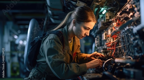Female mechanic worker at site 