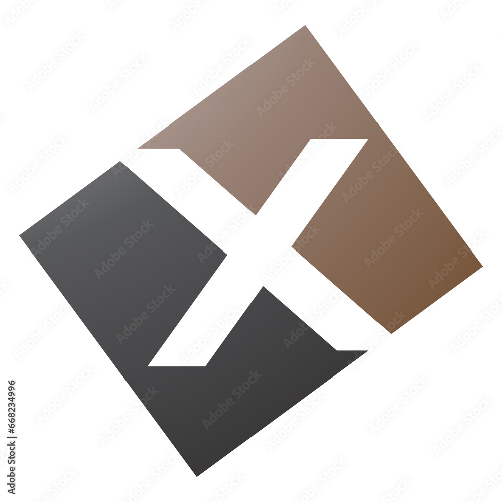 Obraz premium Brown and Black Rectangle Shaped Letter X Icon