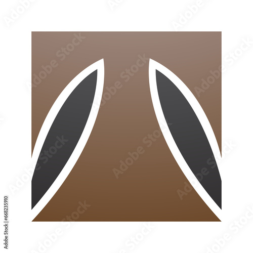 Brown and Black Square Shaped Letter T Icon