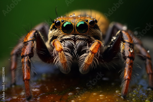 Close up macro shot of a spider