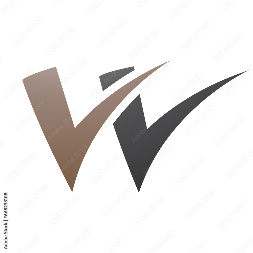 Brown and Black Tick Shaped Letter W Icon Brown and Black Tick Shaped Letter W Icon