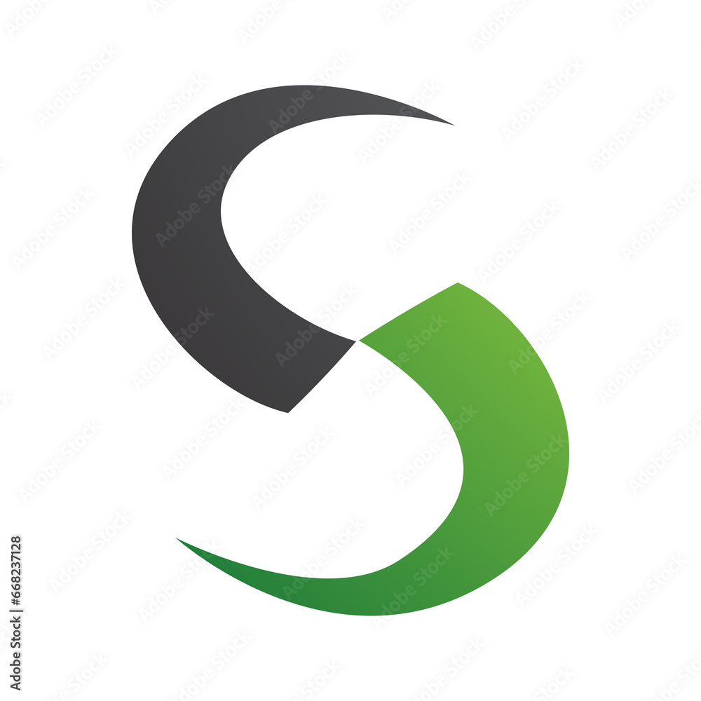 Green and Black Blade Shaped Letter S Icon Green and Black Blade Shaped Letter S Icon