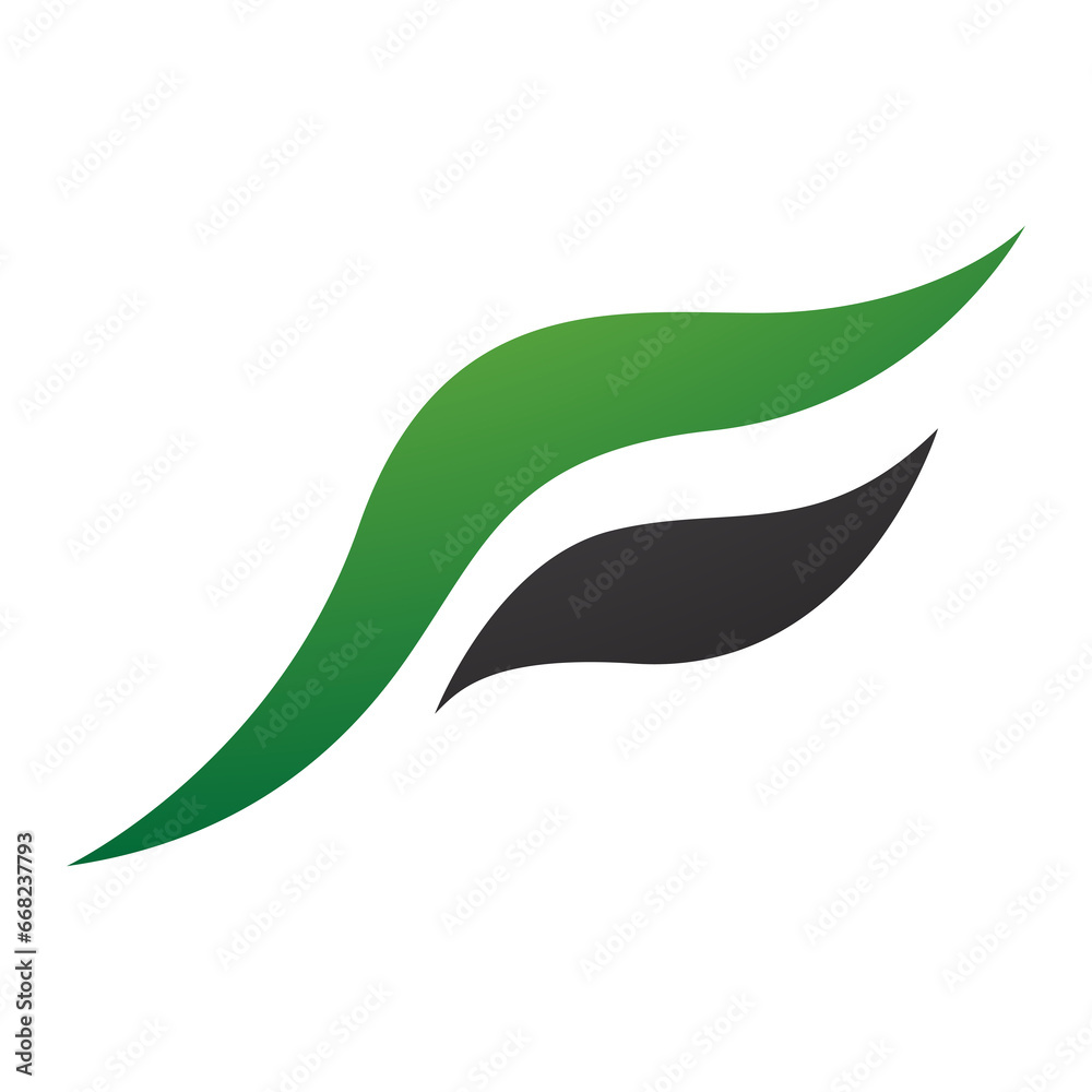 Green and Black Flying Bird Shaped Letter F Icon Green and Black Flying Bird Shaped Letter F Icon