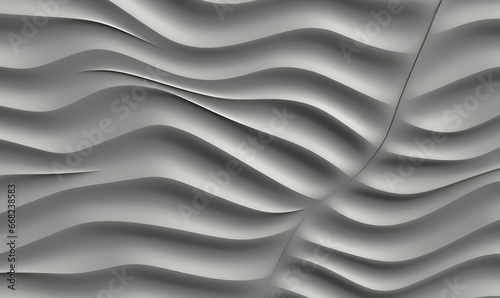 3D gray seamless pattern in the form of geometric wavy tiles. High quality seamless realistic texture, Generative AI