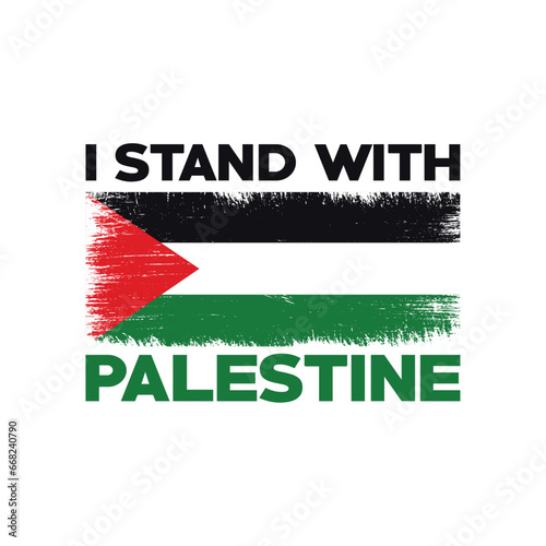 I stand with Palestine. Palestine Typography T-shirt design, Palestine Poster, Banner, Flag photo