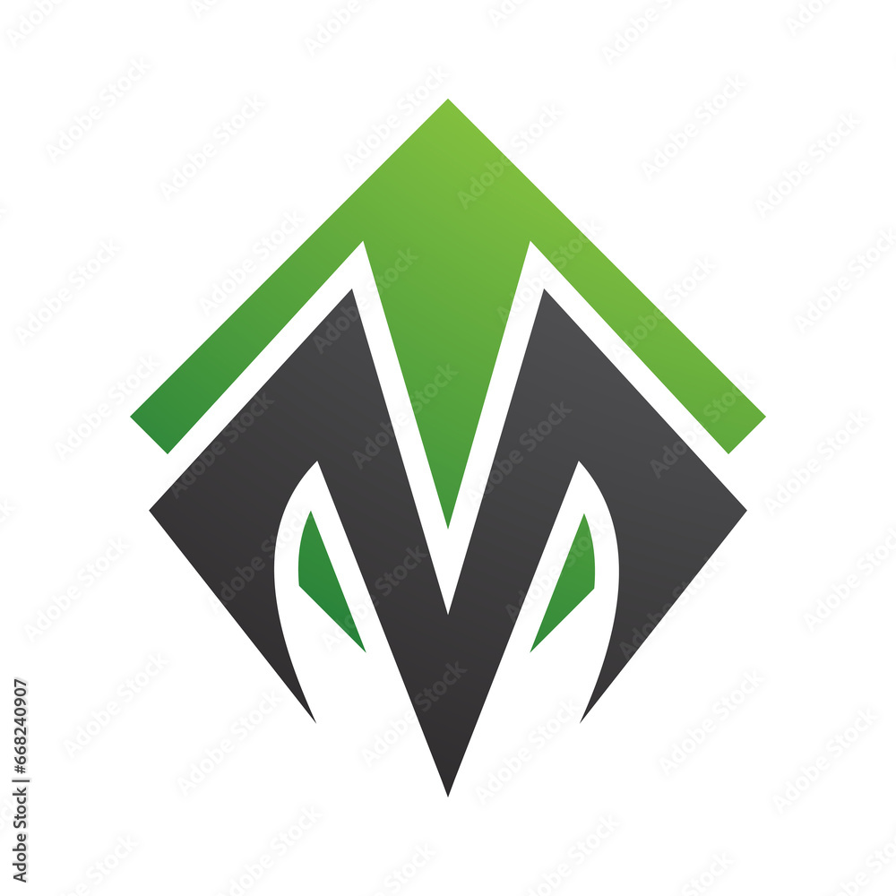 Green and Black Square Diamond Shaped Letter M Icon Green and Black Square Diamond Shaped Letter M Icon
