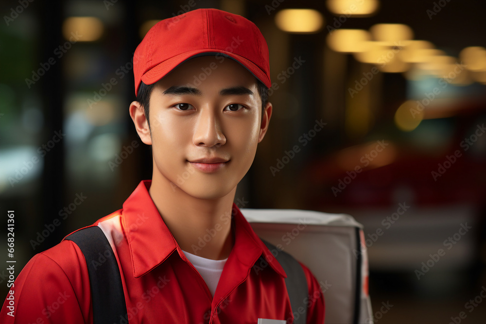 Generative AI picture portrait of mail person mailman mailwoman in corporate uniform Generative AI picture portrait of mail person mailman mailwoman in corporate uniform