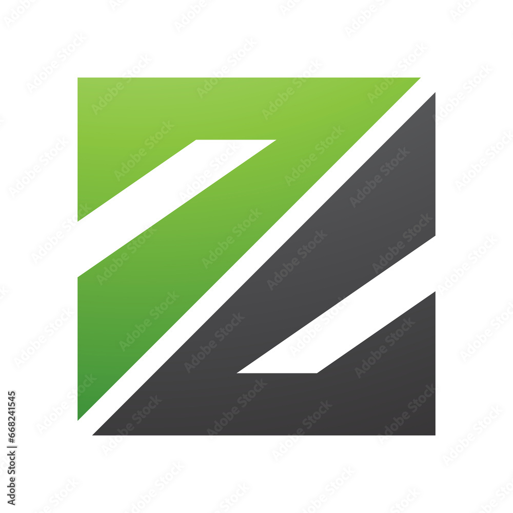 Green and Black Triangular Square Shaped Letter Z Icon Green and Black Triangular Square Shaped Letter Z Icon
