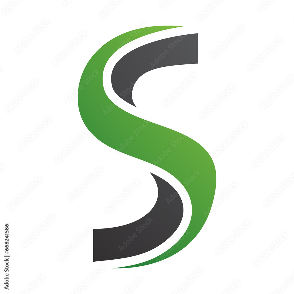 Green and Black Twisted Shaped Letter S Icon Green and Black Twisted Shaped Letter S Icon