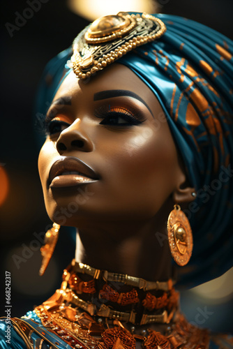 black woman with traditional african headdress