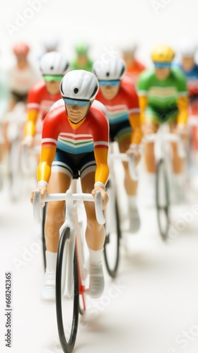Tiny Wheels, Big Thrills: Vintage Toy Cyclists' Race, cycling sport race, toy vintage