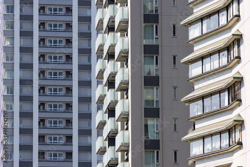 Photography Facades of high -rise residential buildings in Tokyo, Japan