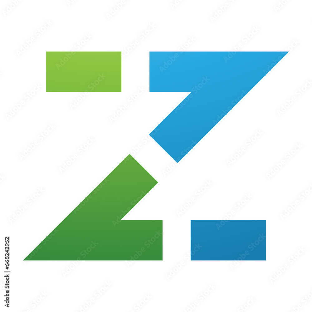 Green and Blue Dotted Line Shaped Letter Z Icon Green and Blue Dotted Line Shaped Letter Z Icon