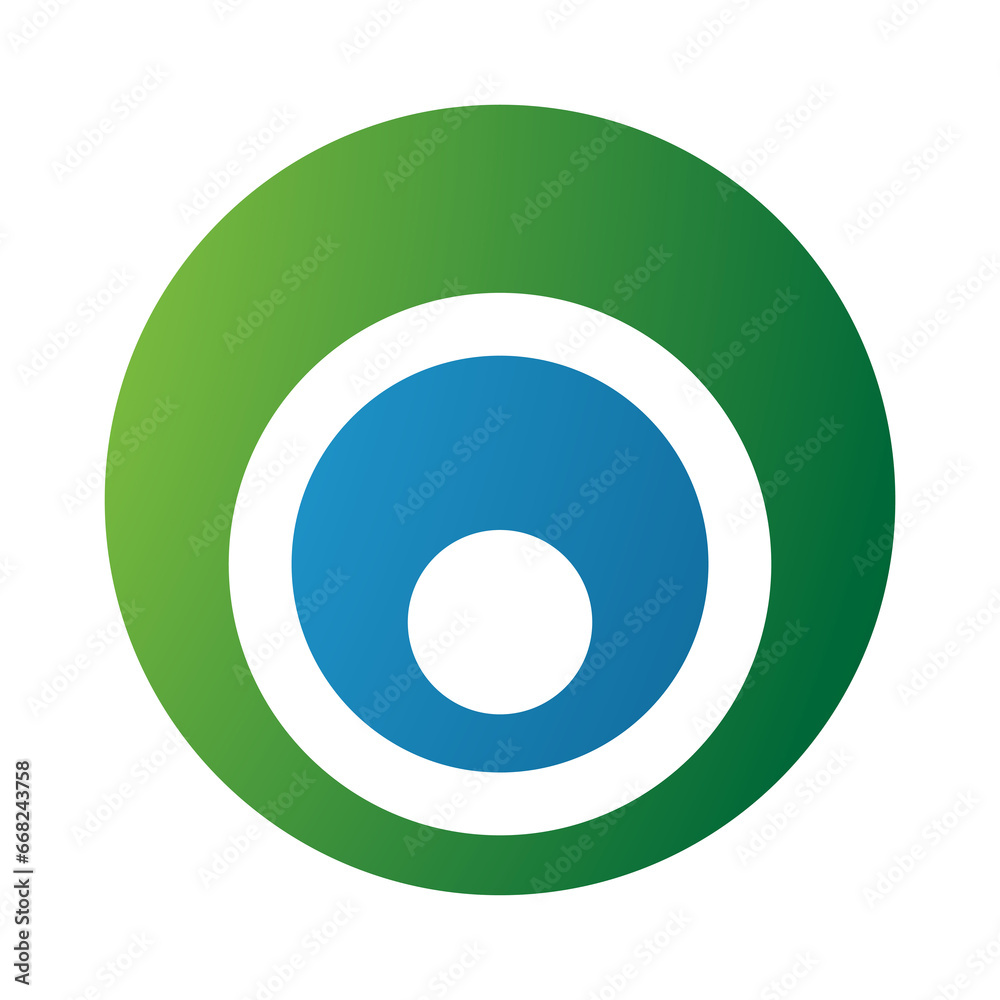 Green and Blue Letter O Icon with Nested Circles Green and Blue Letter O Icon with Nested Circles