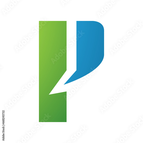 Free Download Green and Blue Letter P Icon with a Bold Rectangle - GFXLoad